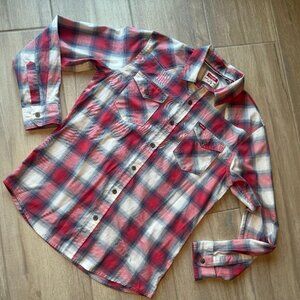 Wrangler Red, Blue & White Plaid Button Down Shirt – Unisex M